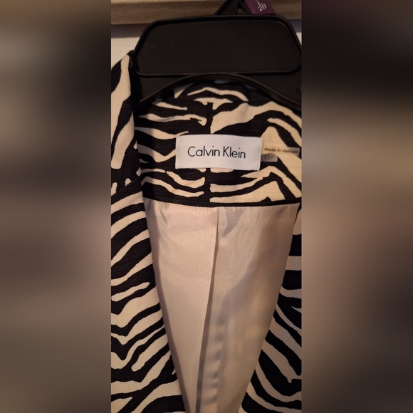 Calvin Klein Zebra Print 12P Blazer Jacket Office Business Casual 100% polyester - Picture 2 of 7